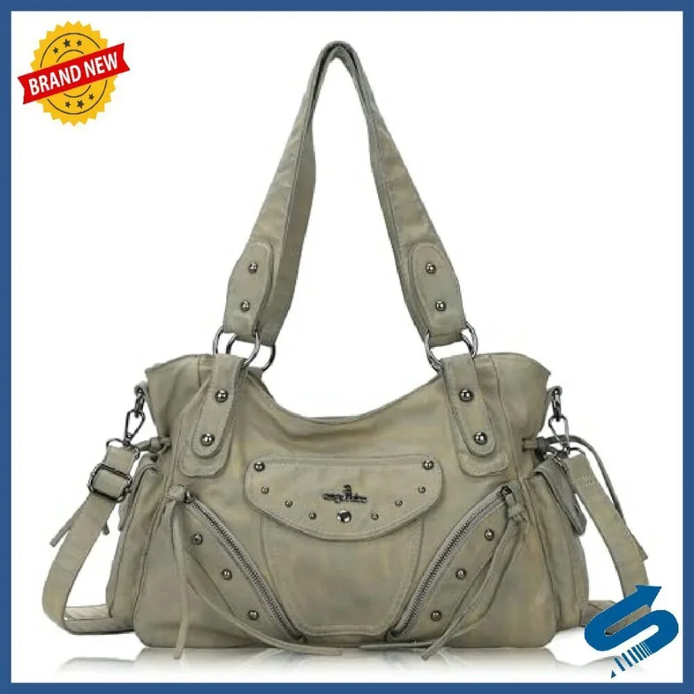 Large Retro Vegan Leather Hobo Bag with Crossbody Strap & Multiple Pockets